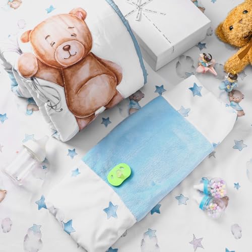 Product: Mixweer 5 Pcs Crib Bedding Set for Toddlers Include Cloud Balloon Bear Theme Crib Sheets, Skirt, Comforter, Pad Cover, Wall Stickers for Boys or Girls Nursery Bedding Sets(Blue)