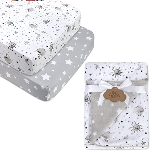Moon and Stars Crib Sheets Bedding Set for Boys, Girls | Gender Neutral Crib Bedding Set Boho - Crib Bedding Sets Product: Moon and Stars Crib Sheets Bedding Set for Boys, Girls | Gender Neutral Crib Bedding Set Boho
