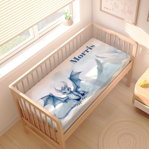 Personalized Dragon Baby Crib Bedding Set, Custom Name 3 Piece Nursery Blanket, Fitted Sheet, Pillowcase, 32.5cm 3 Product: Munific Custom Baby Crib Bedding Sets, 3 Piece Cute Dragon Personalized Name Baby Bedding Set, Soft Blanket, Fitted Sheet, Pillowcase for Infant Newborn Nursery Bedding Gift for Boys Girls