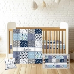 Product: Munific Personalized Baby Crib Bedding Set – 3 Piece Woodland Deer Bear Nursery Set with Custom Name, Soft Blanket, Fitted Crib Sheet & Pillowcase for Newborn, Infant Boys Girls Gift