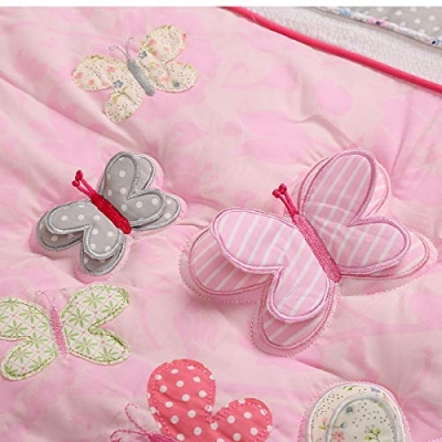 Pink 3D Butterfly Nursery Crib Bedding Set, 7 Piece Cotton Baby Bedding, 28 x 52 in 12 Product: MUTZOBIIBY Pink 3D Butterfly Nursery Crib Bedding Set 7-Piece Cotton Butterfly Themed Baby Girl Cot Bedding Set Quilt/Fitted Sheet x2 /Diaper Stacker/Wall Decor x 3, 28'' X 52''