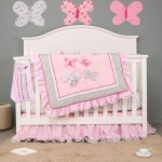 Product: MUTZOBIIBY Pink 3D Butterfly Nursery Crib Bedding Set 7-Piece Cotton Butterfly Themed Baby Girl Cot Bedding Set Quilt/Fitted Sheet x2 /Diaper Stacker/Wall Decor x 3, 28'' X 52''
