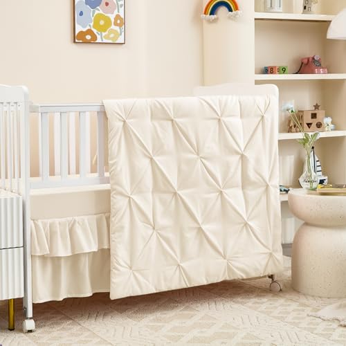NacoMoco 3-Piece Crib Bedding Set for Girls Boys - Ultra Soft & Skin Friendly Baby Bedding Crib Set Includes Crib Comforter, Sheet & Skirt (Light Beige) - Crib Bedding Sets Product: NacoMoco 3-Piece Crib Bedding Set for Girls Boys - Ultra Soft & Skin Friendly Baby Bedding Crib Set Includes Crib Comforter, Sheet & Skirt (Light Beige)