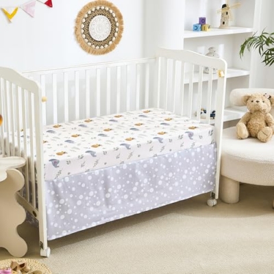 Safari Crib Bedding Set for Boys Girls, Ultra Soft Nursery Comforter Sheet Skirt, Happy Animals, 45 x 35in 9 Product: NacoMoco 3-Piece Crib Sets for Boys Girls - Ultra Soft Safari Crib Bedding Set Includes Crib Comforter, Sheet & Skirt (Happy Animals)
