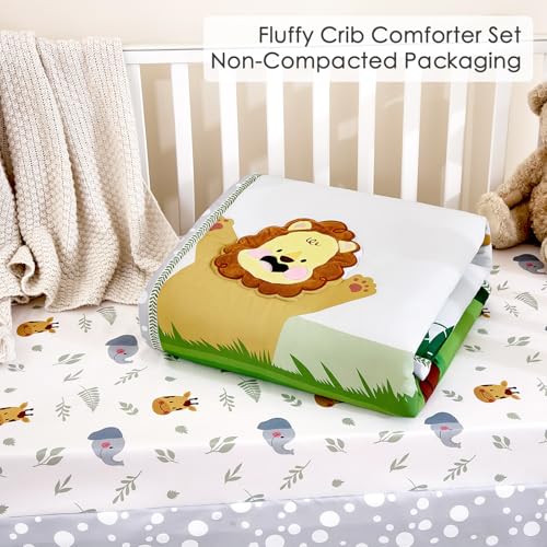 Safari Crib Bedding Set for Boys Girls, Ultra Soft Nursery Comforter Sheet Skirt, Happy Animals, 45 x 35in 3 Product: NacoMoco 3-Piece Crib Sets for Boys Girls - Ultra Soft Safari Crib Bedding Set Includes Crib Comforter, Sheet & Skirt (Happy Animals)