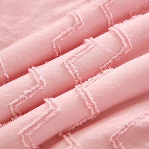 Pink Tufted Ruffle Crib Bedding Set, 3 Piece Microfiber Nursery Bundle, Boho Chic Comforter, 35 x 45 in. 5 Product: NacoMoco 3-Piece Tufted Ruffle Crib Bedding Set for Girls - Ultra Soft Baby Bedding Set Includes Boho Crib Comforter, Sheet & Skirt (Light Pink)