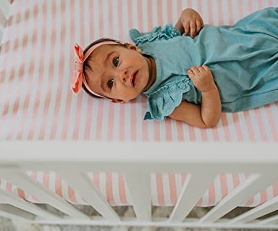 Product: NODNAL CO. 3 Fitted Pink Mini Crib Pack n Play Playard Portable Crib Sheets Set - 100% Oeko-TEX Cotton Baby Girl Nursery Bedding - Chevron, Polka Dot, & Stripe Travel Pack and Play Playpen Sheet