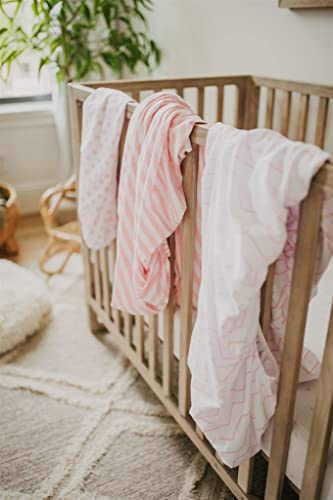 Product: NODNAL CO. 3 Fitted Pink Mini Crib Pack n Play Playard Portable Crib Sheets Set - 100% Oeko-TEX Cotton Baby Girl Nursery Bedding - Chevron, Polka Dot, & Stripe Travel Pack and Play Playpen Sheet