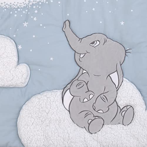 Product: NoJo Disney Dumbo Sweet Little Baby Light Blue, Gray, and White Storks, Stars, Clouds and Moon 3 Piece Nursery Crib Bedding Set - Comforter, 100% Cotton Fitted Crib Sheet and Crib Skirt