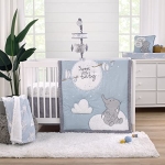 Product: NoJo Disney Dumbo Sweet Little Baby Light Blue, Gray, and White Storks, Stars, Clouds and Moon 3 Piece Nursery Crib Bedding Set - Comforter, 100% Cotton Fitted Crib Sheet and Crib Skirt