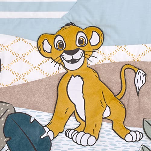 Product: NoJo Disney Lion King Blue, Green, Taupe and Gold Simba Future King 3 Piece Nursery Crib Bedding Set - Comforter, Cotton Fitted Crib Sheet, and Crib Skirt