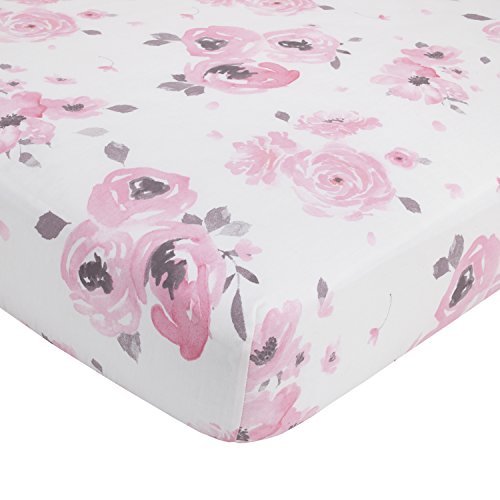 NOJO Dreamer Watercolor Floral Nursery Crib Bedding Set, Rose Pink White, 8 Piece, Cotton Sateen, 36x45in 3 Product: NOJO Dreamer Watercolor Floral 8 Piece Nursery Crib Bedding Set, Rose/Pink/White