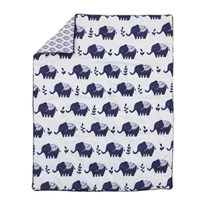 NoJo Indigo Hues Elephant Crib Bedding Set, Blue White 4 Piece Nursery Set, Comforter, Cotton Sheet, 36x45in 8 Product: NoJo Indigo Hues Blue and White Elephant 4 Piece Nursery Crib Bedding Set - Comforter, 100% Cotton Fitted Crib Sheet, Dust Ruffle, Super Soft Baby Blanket