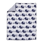 Product: NoJo Indigo Hues Blue and White Elephant 4 Piece Nursery Crib Bedding Set - Comforter, 100% Cotton Fitted Crib Sheet, Dust Ruffle, Super Soft Baby Blanket