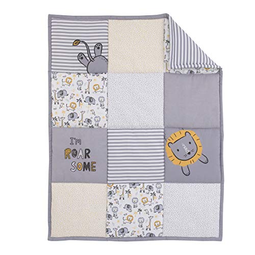 Product: NoJo Little Love Roarsome Lion - Grey, Yellow, White 3 Piece Nursery Crib Bedding Set with Comforter, Fitted Crib Sheet, Dust Ruffle