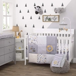 Product: NoJo Little Love Roarsome Lion - Grey, Yellow, White 3 Piece Nursery Crib Bedding Set with Comforter, Fitted Crib Sheet, Dust Ruffle