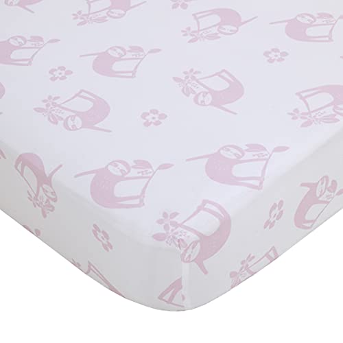 Product: NoJo Little Love Tropical Garden Pink, Green, and White Jungle Animal 3 Piece Nursery Crib Bedding Set - Comforter, Fitted Crib Sheet, and Crib Skirt