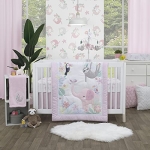 Product: NoJo Little Love Tropical Garden Pink, Green, and White Jungle Animal 3 Piece Nursery Crib Bedding Set - Comforter, Fitted Crib Sheet, and Crib Skirt