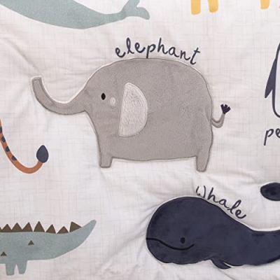 Product: NoJo Zoo Animals White and Gray 4 Pc Crib Bedding Set