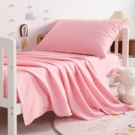 Product: NTBAY Toddler Sheet Set - 3-Piece Microfiber Crib Sheet Set - Flat Sheet, Fitted Sheet, Pillowcase - Solid Toddler Bedding, Pink