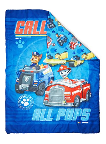Paw Patrol Toddler Bedding Set, Calling All Pups Blue Comforter Sheets Reversible Pillowcase, 4 Piece Standard Toddler Bed 2.0cm 4 Product: Paw Patrol Calling All Pups 4 Piece Toddler Bedding Set – Includes Comforter, Sheet Set – Fitted + Top Sheet + Reversible Pillowcase for Boys Bed, Blue