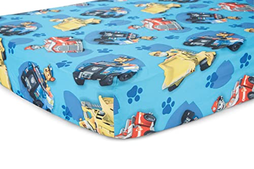 Paw Patrol Toddler Bedding Set, Calling All Pups Blue Comforter Sheets Reversible Pillowcase, 4 Piece Standard Toddler Bed 2.0cm 5 Product: Paw Patrol Calling All Pups 4 Piece Toddler Bedding Set – Includes Comforter, Sheet Set – Fitted + Top Sheet + Reversible Pillowcase for Boys Bed, Blue