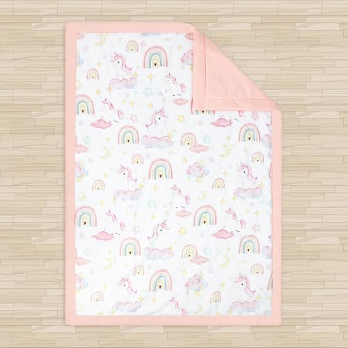 Product: Pea Pod Muslin Toddler Bedding Set 3-Piece - Soft Breathable Crib Bedding with Fitted Sheet, Quilt & Pillowcase for Infant & Kids Bed | Machine Washable Nursery Bed Set, Unicorn Rainbow