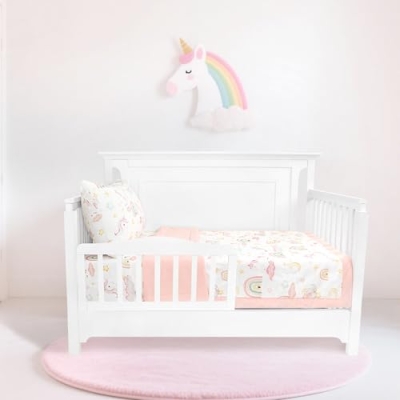 Product: Pea Pod Muslin Toddler Bedding Set 3-Piece - Soft Breathable Crib Bedding with Fitted Sheet, Quilt & Pillowcase for Infant & Kids Bed | Machine Washable Nursery Bed Set, Unicorn Rainbow