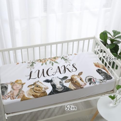 Personalized Baby Crib Bedding Set, Animal Theme Nursery Set, Custom Name, 4 Piece Minky Blanket 32.5cm 13 Product: Personalized Baby Crib Bedding Set – 4-Piece Animal Theme Custom Name Nursery Set with Double Layer Blanket, Fitted Sheet, Changing Pad Cover and Wall Art, Unique Crib Gift for Newborn Boys Girls