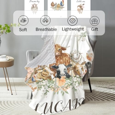 Personalized Baby Crib Bedding Set, Animal Theme Nursery Set, Custom Name, 4 Piece Minky Blanket 32.5cm 9 Product: Personalized Baby Crib Bedding Set – 4-Piece Animal Theme Custom Name Nursery Set with Double Layer Blanket, Fitted Sheet, Changing Pad Cover and Wall Art, Unique Crib Gift for Newborn Boys Girls