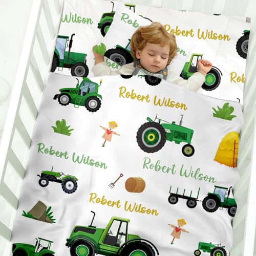 Personalized Tractor Baby Crib Bedding Set, Custom Nursery Bed 3 Piece, Blanket Fitted Sheet Pillowcase, Boys Girls, 30 x 40in 6 Product: Personalized Baby Crib Bedding Set, Car Design Nursery Bed 3 Pcs Set, Blanket, Fitted Sheet, Pillowcase for Girls Boys, Custom Infant Newborn Nursery Bedding Gifts with Name