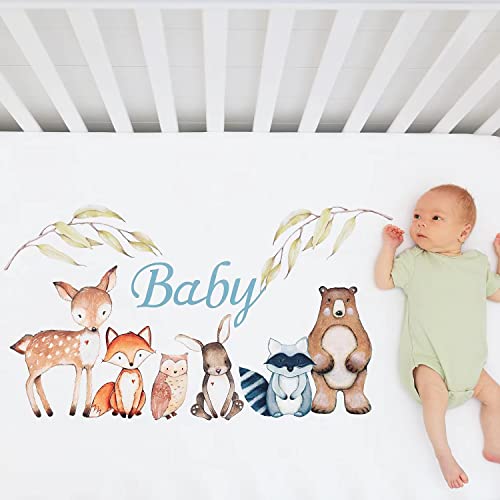 Woodland Animals Crib Bedding Set, Boys Nursery Quilt Sheet Skirt, Standard Crib, 35 x 45in 3 Product: PINNKKU 3-Piece Crib Bedding Set for Boys, Includes Crib Skirt, Blanket, Sheet, Woodland Animals, Standard Size