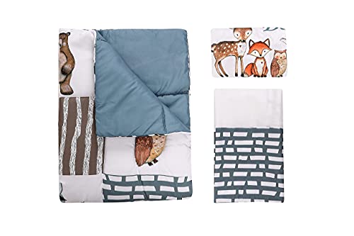 Woodland Animals Crib Bedding Set, Boys Nursery Quilt Sheet Skirt, Standard Crib, 35 x 45in 5 Product: PINNKKU 3-Piece Crib Bedding Set for Boys, Includes Crib Skirt, Blanket, Sheet, Woodland Animals, Standard Size