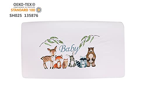 Woodland Animals Crib Bedding Set, Boys Nursery Quilt Sheet Skirt, Standard Crib, 35 x 45in 1 Product: PINNKKU 3-Piece Crib Bedding Set for Boys, Includes Crib Skirt, Blanket, Sheet, Woodland Animals, Standard Size