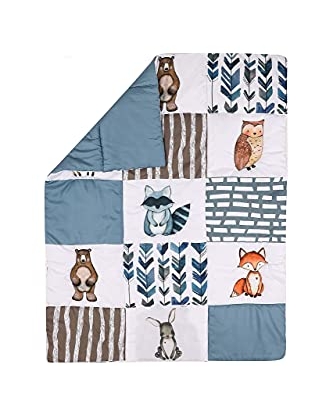 Woodland Animals Crib Bedding Set, Boys Nursery Quilt Sheet Skirt, Standard Crib, 35 x 45in 9 Product: PINNKKU 3-Piece Crib Bedding Set for Boys, Includes Crib Skirt, Blanket, Sheet, Woodland Animals, Standard Size