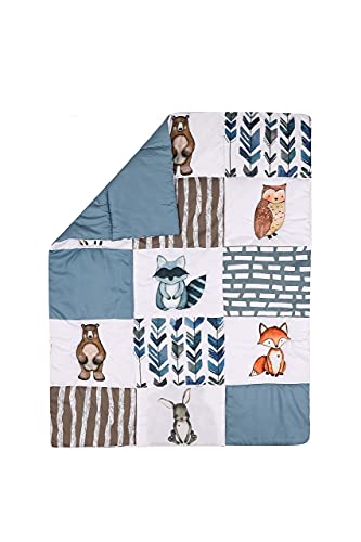 Woodland Animals Crib Bedding Set, Boys Nursery Quilt Sheet Skirt, Standard Crib, 35 x 45in 2 Product: PINNKKU 3-Piece Crib Bedding Set for Boys, Includes Crib Skirt, Blanket, Sheet, Woodland Animals, Standard Size