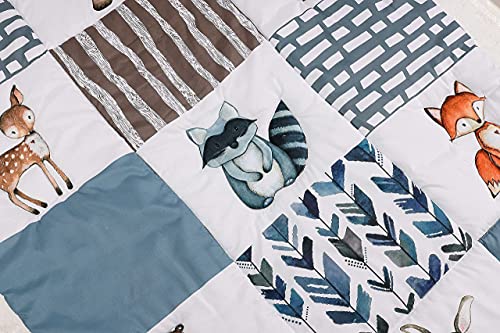 Woodland Animals Crib Bedding Set, Boys Nursery Quilt Sheet Skirt, Standard Crib, 35 x 45in 6 Product: PINNKKU 3-Piece Crib Bedding Set for Boys, Includes Crib Skirt, Blanket, Sheet, Woodland Animals, Standard Size