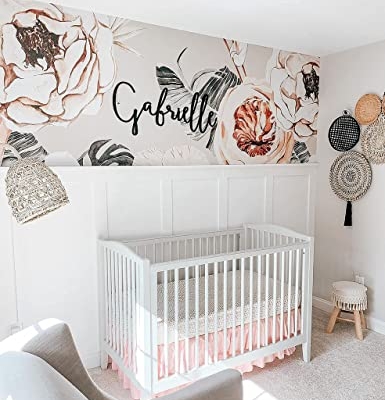 Product: PINNKKU 4-Piece Crib Bedding Set for Boy & Girl, Includes Skirt, Blanket, Sheet & Diaper Bag, Floral, Standard Size