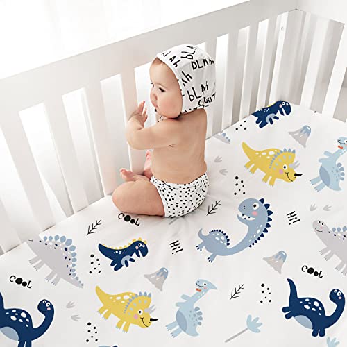 Baby Boy Crib Sheets 4 Pack, Ultra Soft Microfiber, Dinosaur Elephant Stars Navy Blue, 28x52in 1 Product: Plushii Crib Sheets for Baby Boys 4 Pack, 28"x 52" Extra Soft Microfiber Crib Sheet Set for Standard Crib & Toddler Mattress Pad, Dinosaur & Elephant & Stars & Navy Blue