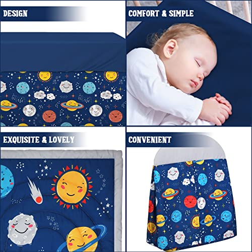 Space Themed 4 Piece Crib Bedding Set, Soft Nursery Quilt Sheet Skirt Diaper Stacker, Peach Pink Boho, 45x36in 4 Product: Rtteri 4 Pieces Baby Crib Bedding Set, Nursery Bedding Standard Size Soft Baby Bedding Set Including Crib Skirt, Blanket, Sheet and Diaper Stacker for Girls and Boys(Space)