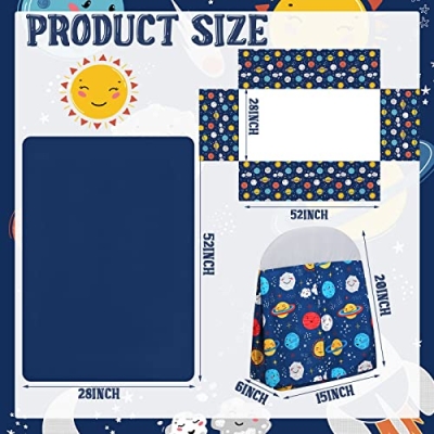 Space Themed 4 Piece Crib Bedding Set, Soft Nursery Quilt Sheet Skirt Diaper Stacker, Peach Pink Boho, 45x36in 9 Product: Rtteri 4 Pieces Baby Crib Bedding Set, Nursery Bedding Standard Size Soft Baby Bedding Set Including Crib Skirt, Blanket, Sheet and Diaper Stacker for Girls and Boys(Space)
