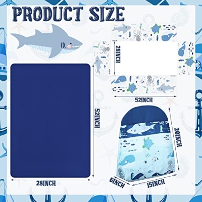 Product: Rtteri 4 Pieces Baby Crib Bedding Set, Nursery Bedding Standard Size Soft Baby Bedding Set Including Crib Skirt, Blanket, Sheet and Diaper Stacker for Girls and Boys(Whale)