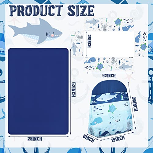 Product: Rtteri 4 Pieces Baby Crib Bedding Set, Nursery Bedding Standard Size Soft Baby Bedding Set Including Crib Skirt, Blanket, Sheet and Diaper Stacker for Girls and Boys(Whale)