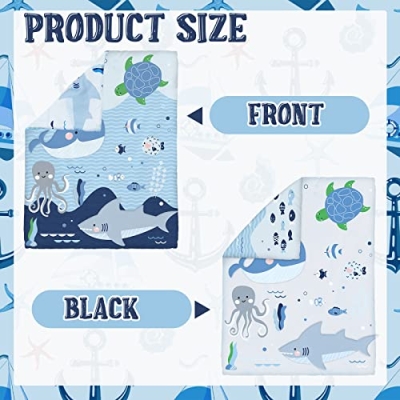 Product: Rtteri 4 Pieces Baby Crib Bedding Set, Nursery Bedding Standard Size Soft Baby Bedding Set Including Crib Skirt, Blanket, Sheet and Diaper Stacker for Girls and Boys(Whale)