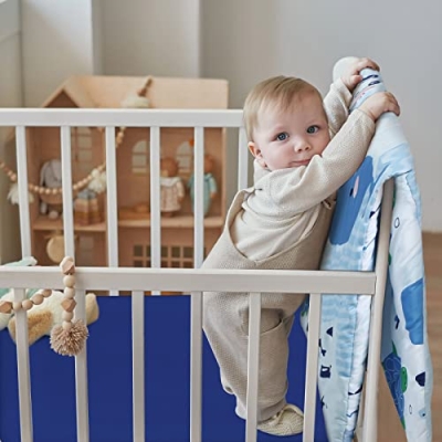 Product: Rtteri 4 Pieces Baby Crib Bedding Set, Nursery Bedding Standard Size Soft Baby Bedding Set Including Crib Skirt, Blanket, Sheet and Diaper Stacker for Girls and Boys(Whale)