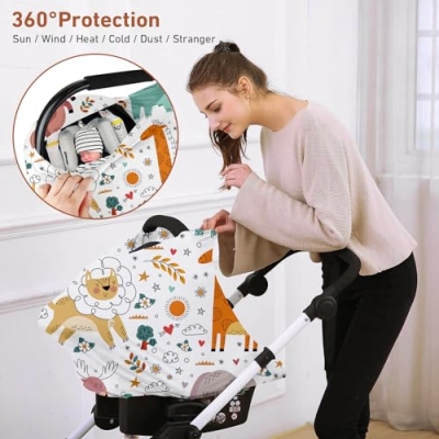 Rucekia Neutral Baby Crib Bedding Set, Animal Print, Blanket Nursing Pillow Cover Car Seat Canopy, Boys Girls, 30x40in 12 Product: Rucekia Baby Crib Bedding Set Neutral 3 Pieces: Animals Crib Bedding Set for Boys & Girls - Gift Set Including Blanket, Nursing Pillowcase & Car Seat Cover
