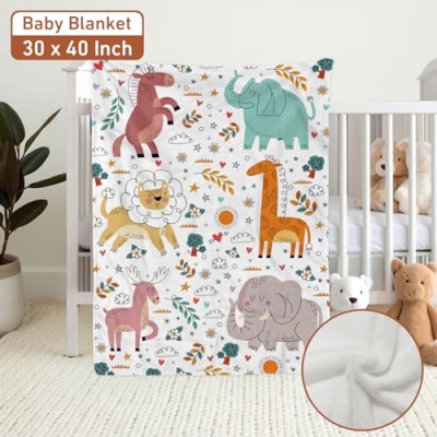 Rucekia Neutral Baby Crib Bedding Set, Animal Print, Blanket Nursing Pillow Cover Car Seat Canopy, Boys Girls, 30x40in 9 Product: Rucekia Baby Crib Bedding Set Neutral 3 Pieces: Animals Crib Bedding Set for Boys & Girls - Gift Set Including Blanket, Nursing Pillowcase & Car Seat Cover