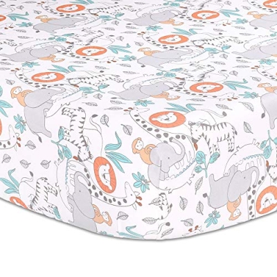 Safari Adventure Jungle Animal Baby Crib Bedding Set, 3 Piece Safari Nursery Set, Grey Mint Orange, 47x39in 8 Product: Safari Adventure 3 Piece Jungle Animal Theme Baby Crib Bedding Set