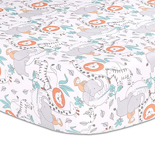 Safari Adventure Jungle Animal Baby Crib Bedding Set, 3 Piece Safari Nursery Set, Grey Mint Orange, 47x39in 3 Product: Safari Adventure 3 Piece Jungle Animal Theme Baby Crib Bedding Set