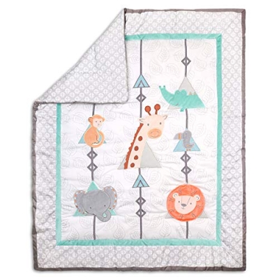 Safari Adventure Jungle Animal Baby Crib Bedding Set, 3 Piece Safari Nursery Set, Grey Mint Orange, 47x39in 6 Product: Safari Adventure 3 Piece Jungle Animal Theme Baby Crib Bedding Set
